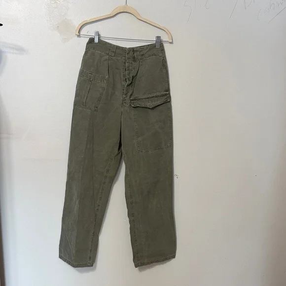 Girls of Dust Olive Cargo Pants XS Utility Workwear Wide Leg - Picture 2 of 5